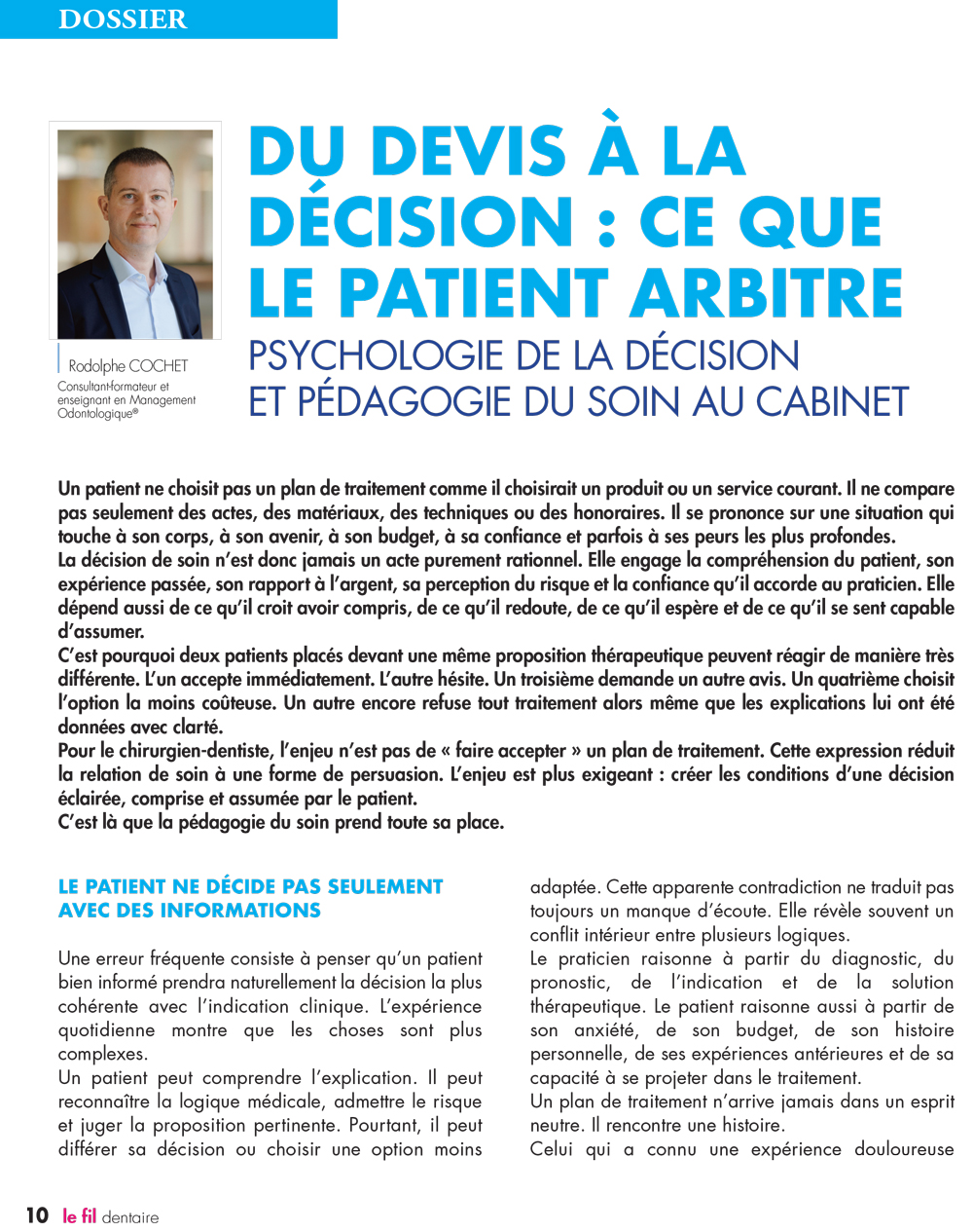 Du devis à la décision : ce que le patient arbitre
